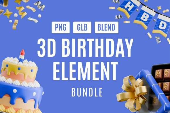 Birthday Bash 3D Design Kit Bundle: Elevating Digital Celebrations with Professional Assets
