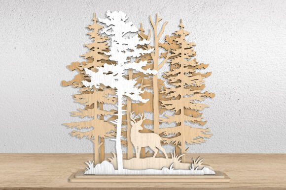 Creating Depth and Serenity with Layered Forest Deer Wooden Decor SVG Designs