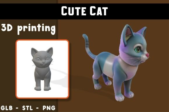 Cute Cat 3D Model: Blending Digital Charm with Tangible Creation