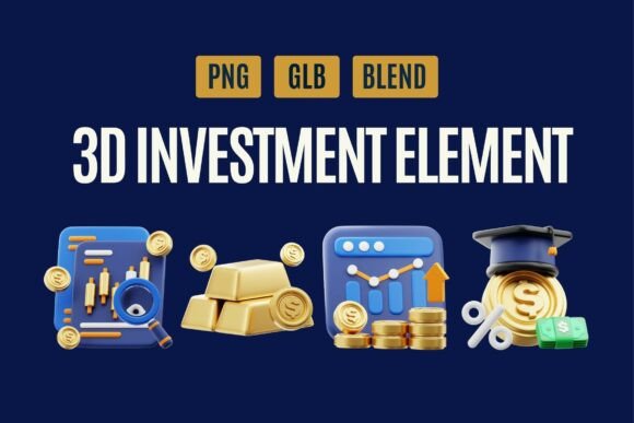 Elevating Financial Visuals with Smart Investment 3D Design Set 03