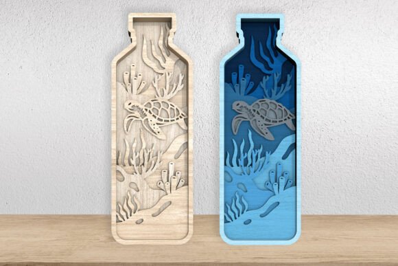 Sea Turtle in Bottle Layered SVG Guide