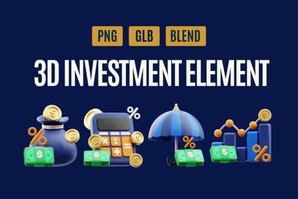 Smart Investment 3D Design Set 02: Elevating Financial Communication Through Strategic Visuals