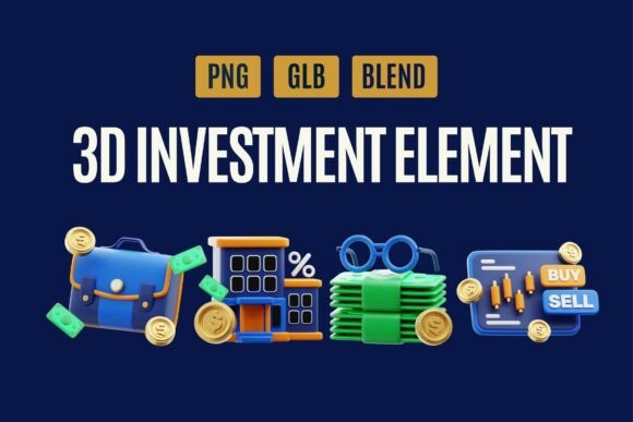 Smart Investment 3D Design Set 05: Elevating Financial Visuals with Precision