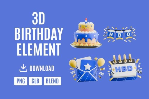 Strategic Visual Communication with the Birthday Bash 3D Design Kit Set 01