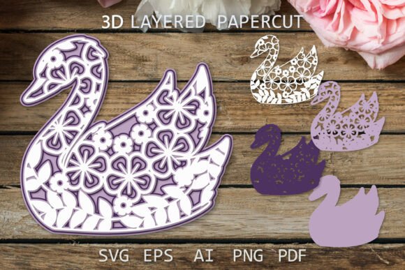 Swan 3D Paper Cut SVG Guide