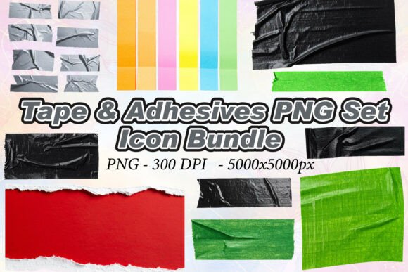 Tape Adhesives PNG Set: High-Res 3D Icons