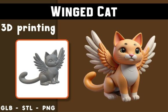 Winged Cat 3D Model: Bringing Fantasy to Life in Digital and Physical Spaces